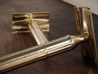 Vintage Gillette Tech Safety Razor 4K Low-poly 3D model