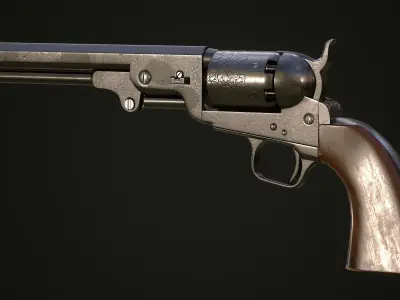 Western Revolver Low-poly 3D model