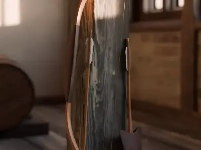 Turkish Bow with Arrow and Quiver - Low Poly to High Poly Low-poly 3D model