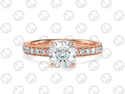Ring 220 Radiant shape pave set ring with gems 3D print model