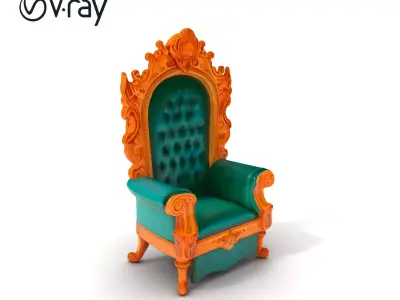 Ornate Royal Throne Chair Model Pack Low-poly 3D model