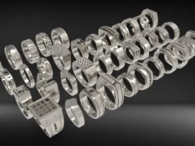 Lot of Various Mens Rings Collection Bulk package SALE 3D print model