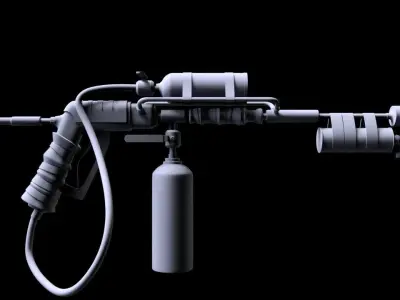 Flame Thrower 3D - High Poly - Low poly - Game Ready Low-poly 3D model
