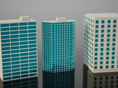 Commercial Backdrop Buildings Low-poly 3D model