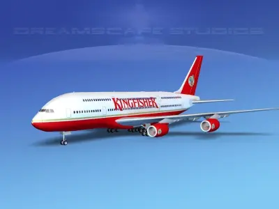 Airbus A380-800 Kingfisher 3D model