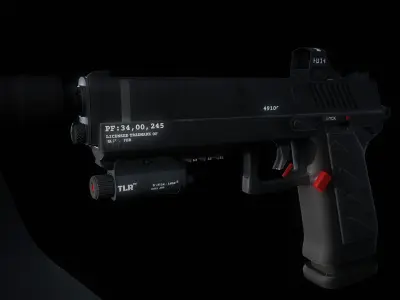 Pistol futuristic game ready Low-poly 3D model