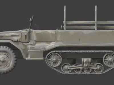 WWII Half-Track Troop Carrier 3D Model Low-poly 3D model