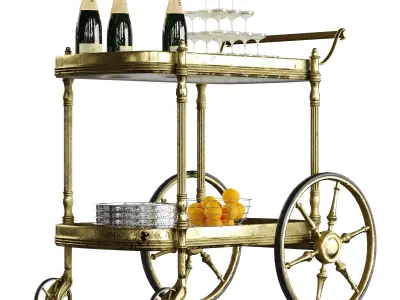 bar cart champagne 3D model