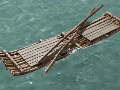 Raft 4k Low-poly 3D model