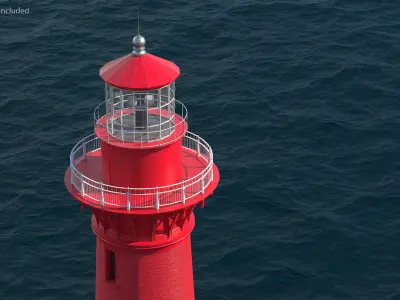 Red and White Striped Lighthouse 3D model