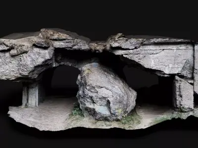 ww2 destroyed bunker front wall concrete photogrammetry Low-poly 3D model
