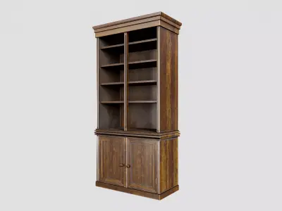 Vintage Oak Library Bookcase  Low-poly 3D model