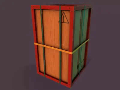 Stylized Wooden Shipping Crate 4K Game-Ready Low-poly 3D model