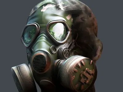 Gas mask helmet 3d model military combat fantasy cyborg  Low-poly 3D model get