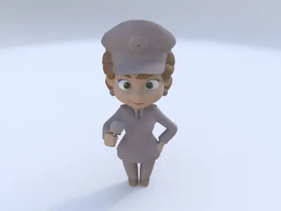 Train Conductor female 3D model