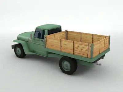 Antique Jeep Pickup Truck Low-poly 3D model