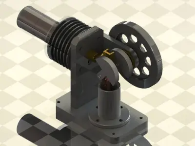 Horizontal Stirling Motor Free 3D model purchase
