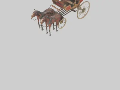 Oldfashioned Horsedrawn Carriage model Low-poly 3D model