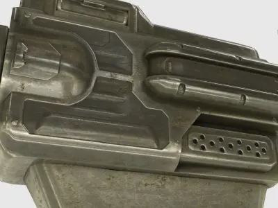 Low Poly Minigun With PBR Materials Low-poly 3D model