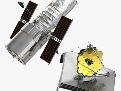 James Webb and Hubble Space Telescopes 3D model