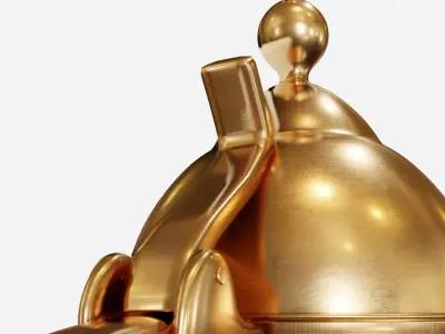 dallah golden coffee pot Low-poly 3D model