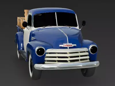 Realistic 1950s Rural Pickup Truck 3D Model Low-poly 3D model