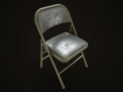  Metal folding chair Low-poly 3D model