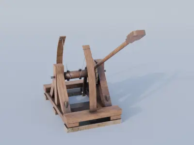 Da Vincis Catapult  Low-poly 3D model
