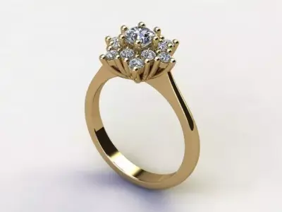 10105 diamond cluster ring gold 3D print model