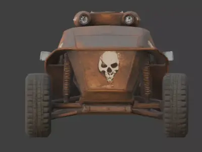Post-Apocalyptic Raider Skull Buggy 3d Low-poly 3D model