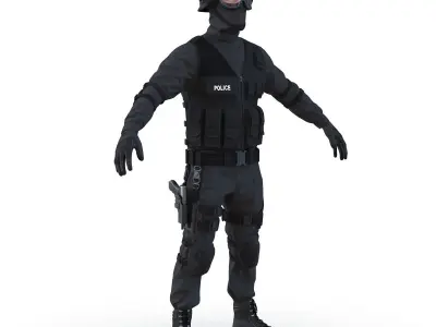 SWAT Man Mediterranean Rigged 3D Model 3D model