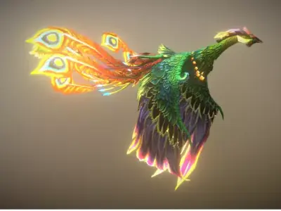 Phoenix Bird 3D Model Mythical Firebird  Game Ready   Low-poly 3D model