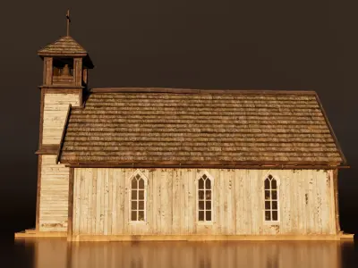 Old Wooden Church Low-poly 3D model