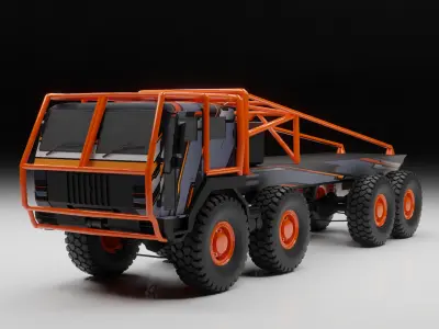 8x8 Military Truck Rigged 3D Model High Detail Army Vehicle  Low-poly 3D model