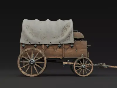 Old Wagon Low-poly 3D model get