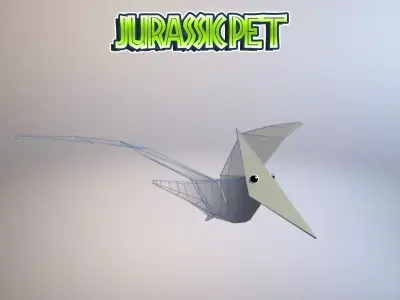 Pterodactylus origami bird Low-poly 3D model