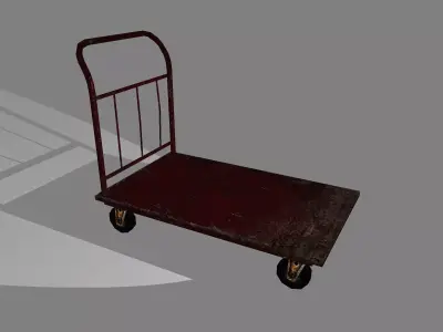 Heavy Duty Platform Trolley - game ready 3d model Low-poly 3D model