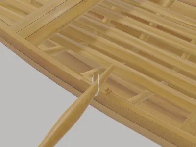 Rowboat wooden canoe 3D model