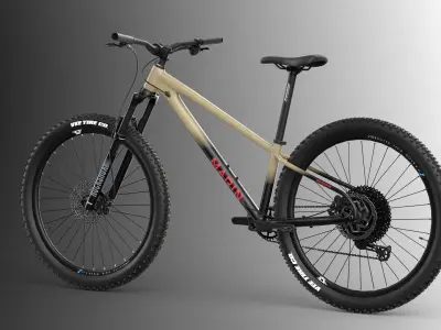 MTB hardtail in mud black Low-poly 3D model