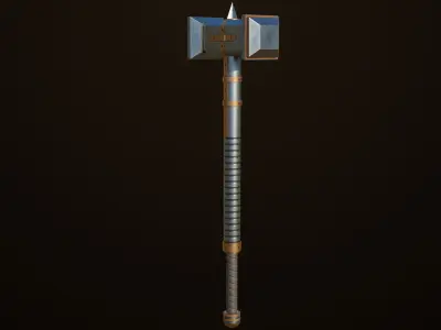 Battle Hammer 11 All PBR Unity UE Textures Included Low-poly 3D model