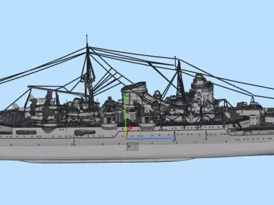 heavy cruiser Low-poly 3D model