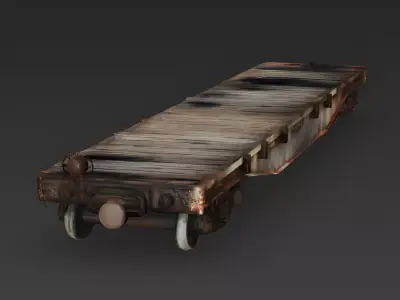 Realistic Heavy-Duty Flatcar 3D Model Low-poly 3D model