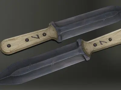 Stylized Military Knife Low-poly 3D model order