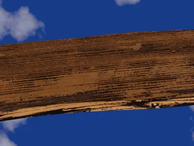 Wooden piece surface damaged by rain water Low-poly 3D model