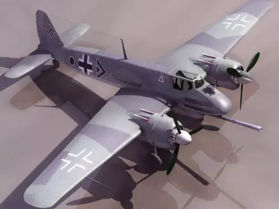 model of a World War II-era German military aircraft Low-poly 3D model