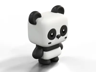 Stylized Cute Panda Character Low-poly 3D model