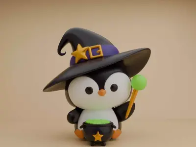 Halloween wizard penguin 38 3D print model
