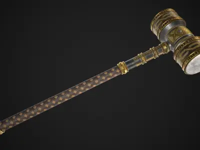 Fantasy Great Hammer 01 Low-poly 3D model
