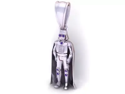 Galactic Droid Pendant  Gemstone Accent 3D  3D print model