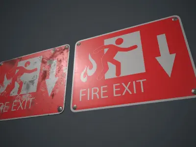 Plastic Exit Sign 4 PBR Game Ready Low-poly 3D model